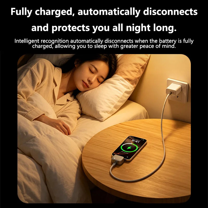 140W USB C Auto Disconnect Charger Adapter For Safe Overnight Charging Smart Auto Stop Charging Full Charge Self-Cut