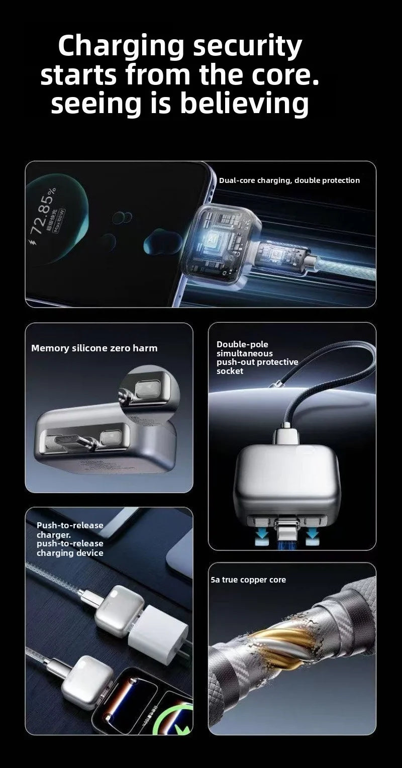 Fully Charged Smart Automatic Separator, Mobile Phone Overcharge Protection, Automatic Power-Off Data Cable, 140W Fast Charging