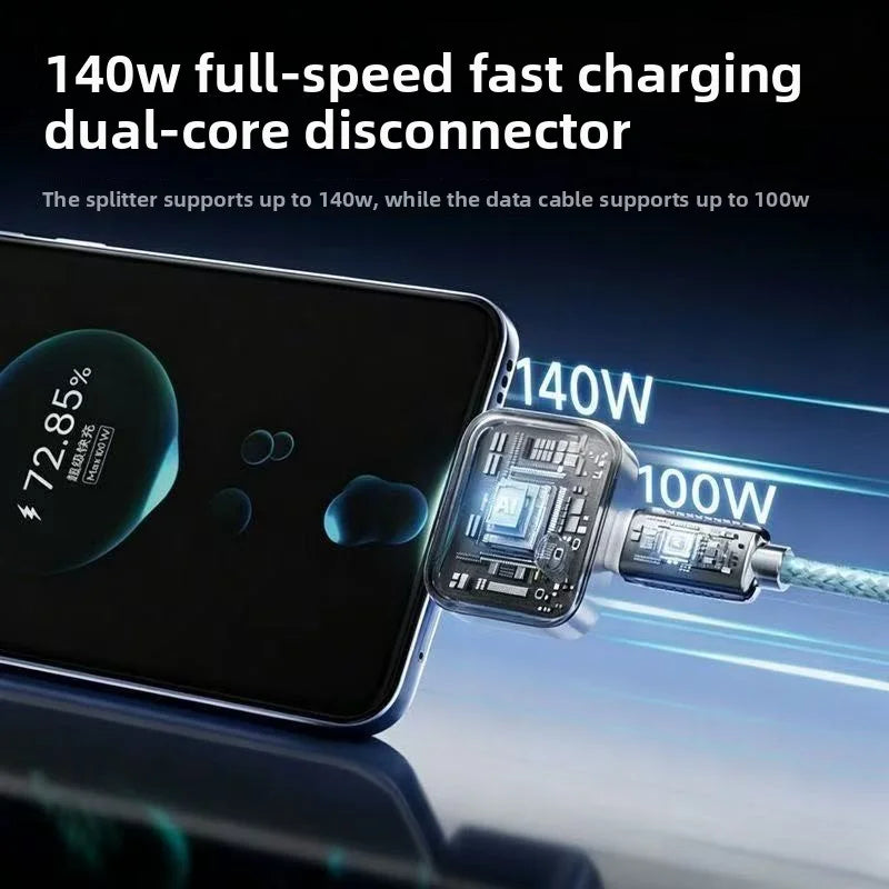 Fully Charged Smart Automatic Separator, Mobile Phone Overcharge Protection, Automatic Power-Off Data Cable, 140W Fast Charging