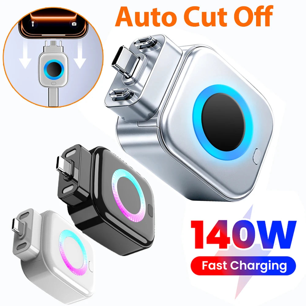 USB C Phone Fully Charged Intelligent Separator Type-C 140W Fast Charging Adapter Phones Full Charge Auto Power Cut Off Charger