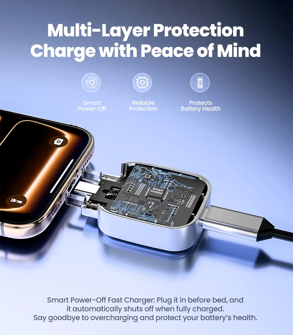 USB C Phone Fully Charged Intelligent Separator Type-C 140W Fast Charging Adapter Phones Full Charge Auto Power Cut Off Charger
