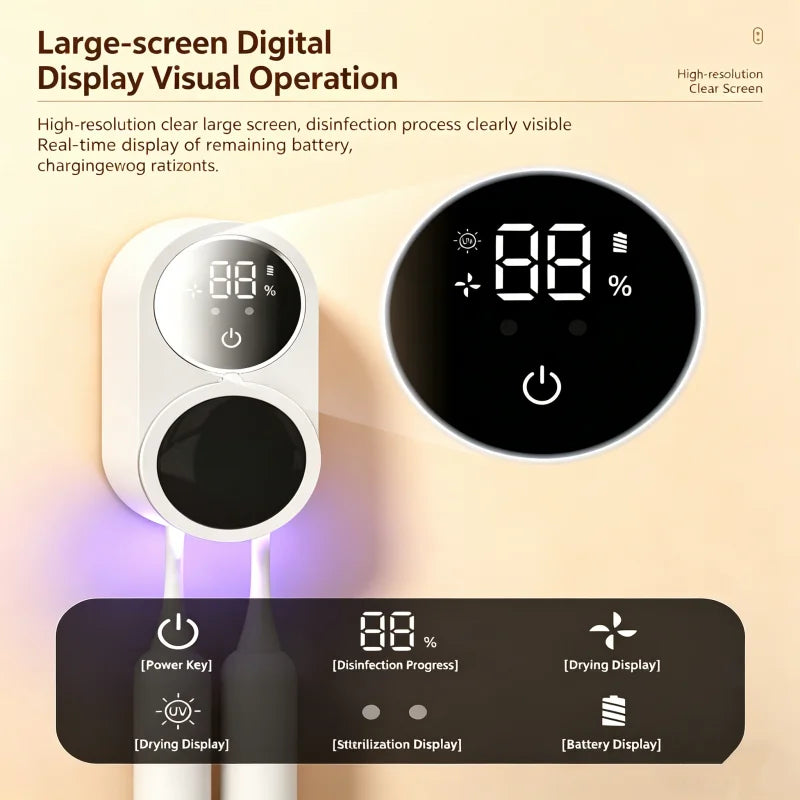 Mini Portable Rechargeable Travel Toothbrush Sterilizer Induction Switch with Charge Display UV Toothbrush Sterilizer Case