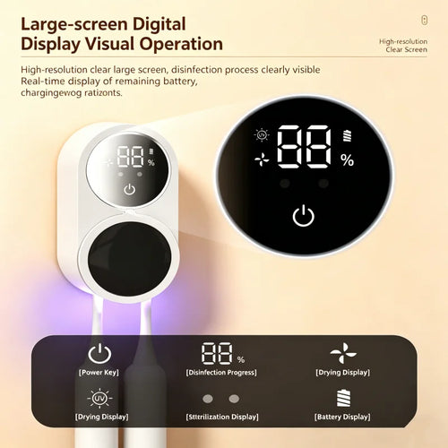 Mini Portable Rechargeable Travel Toothbrush Sterilizer Induction Switch with Charge Display UV Toothbrush Sterilizer Case