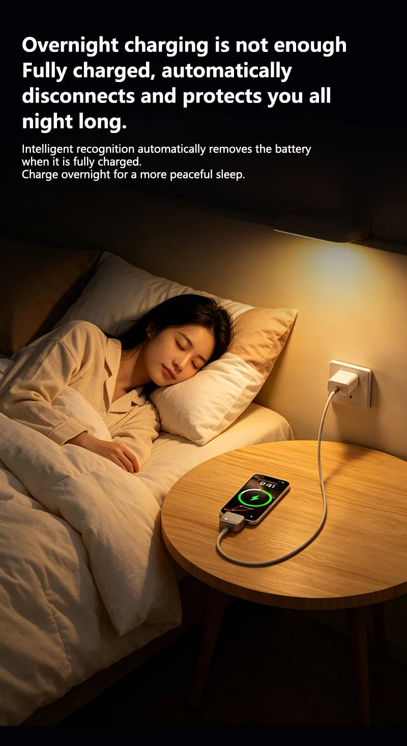 140W USB C Auto Disconnect Charger Adapter For Safe Overnight Charging Smart Auto Stop Charging Full Charge Self-Cut