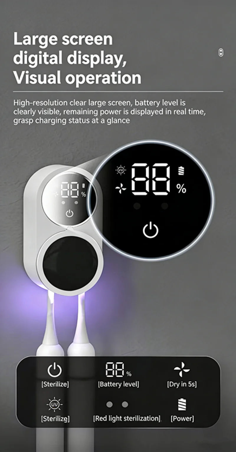 Mini Portable Rechargeable Travel Toothbrush Sterilizer Induction Switch with Charge Display UV Toothbrush Sterilizer Case