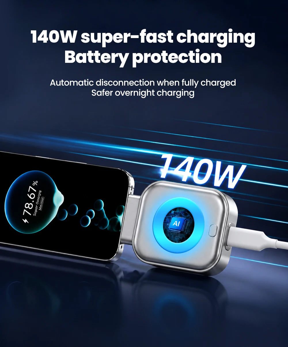 USB C Phone Fully Charged Intelligent Separator Type-C 140W Fast Charging Adapter Phones Full Charge Auto Power Cut Off Charger