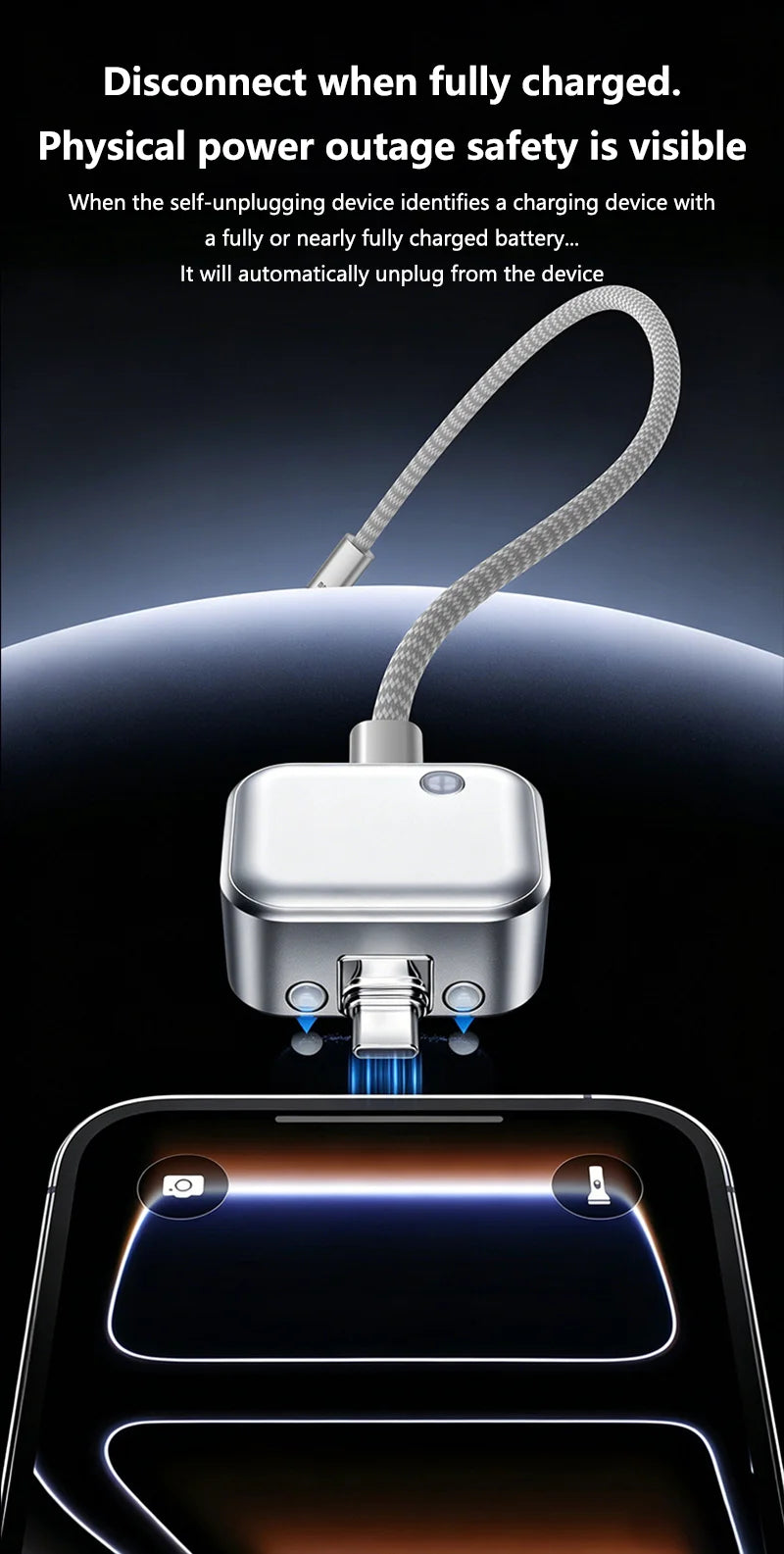 140W USB C Auto Disconnect Charger Adapter For Safe Overnight Charging Smart Auto Stop Charging Full Charge Self-Cut