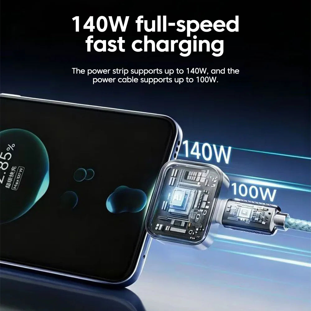 Intelligence 140W Full Charge Auto-Disconnect Charging Adapter Fast Charge Safety Separator Automatically for Type-C Devices