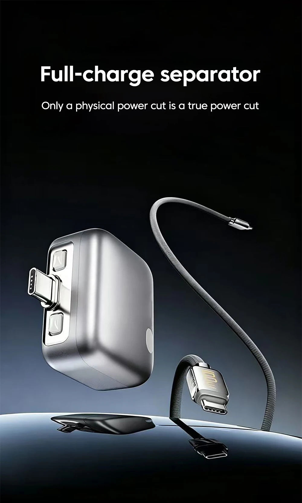 Intelligence 140W Full Charge Auto-Disconnect Charging Adapter Fast Charge Safety Separator Automatically for Type-C Devices