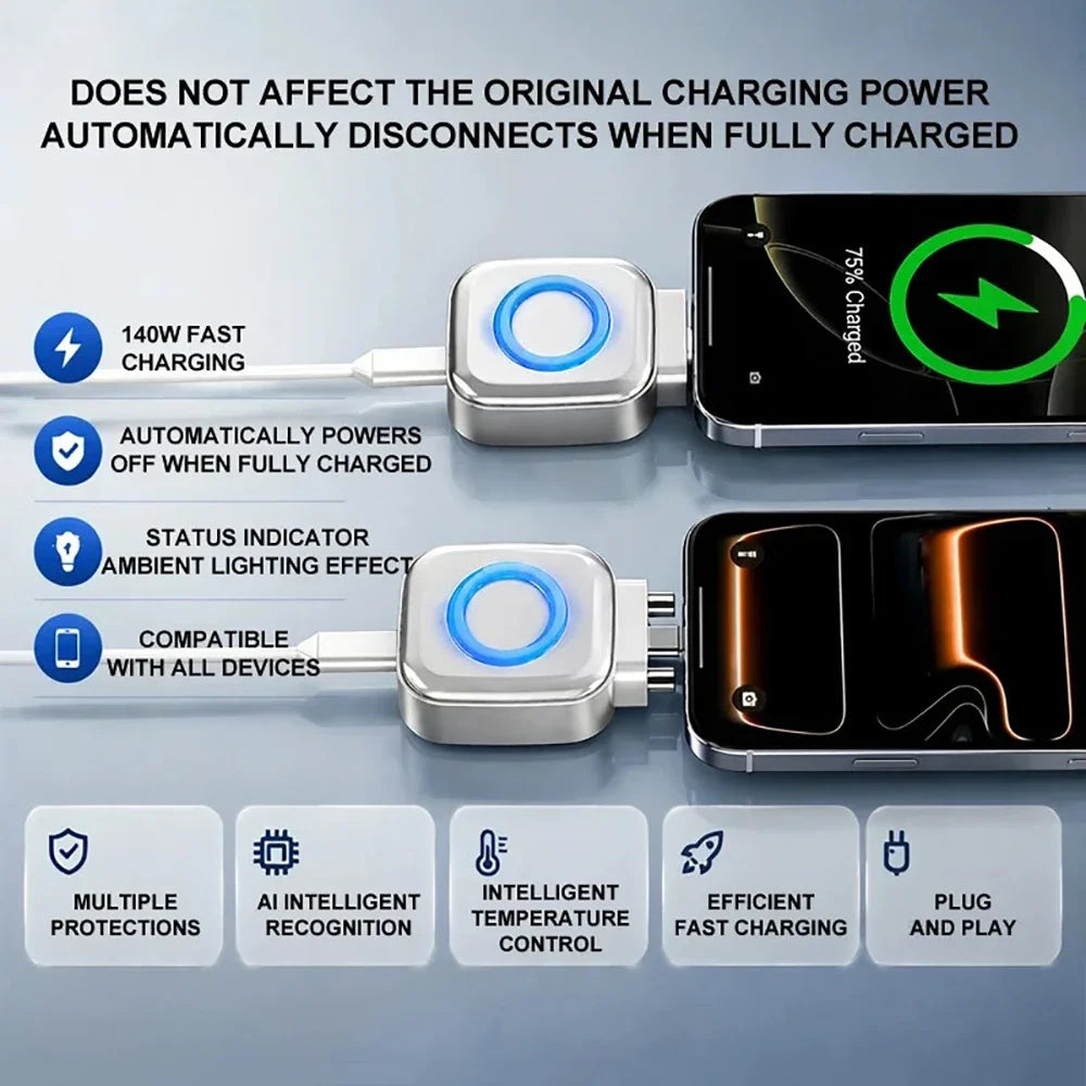 Automatic Cut Off Charging Protector 140W Fast Charging Safety Device Auto Stop Overcharge Protection for USB Charging