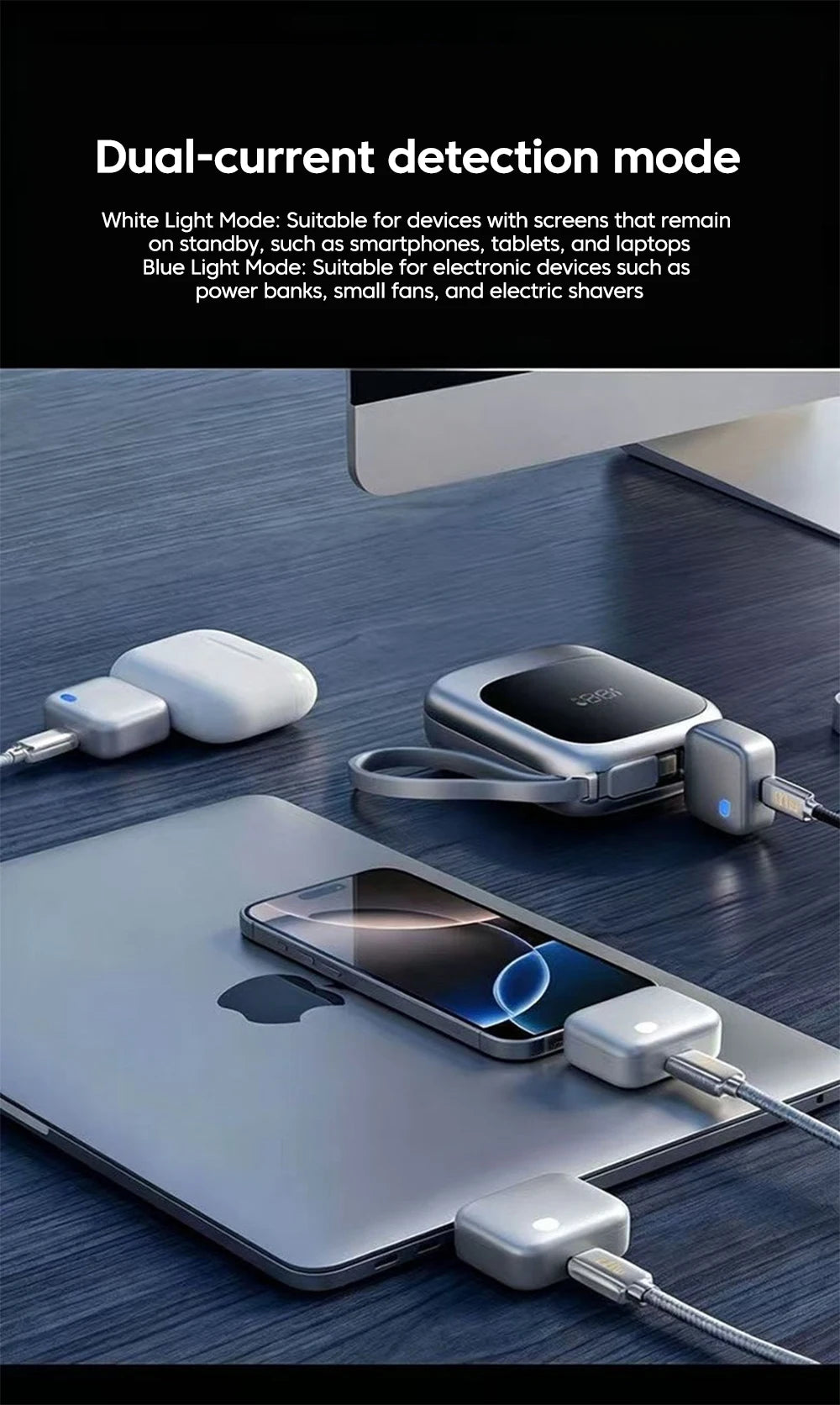 Intelligence 140W Full Charge Auto-Disconnect Charging Adapter Fast Charge Safety Separator Automatically for Type-C Devices